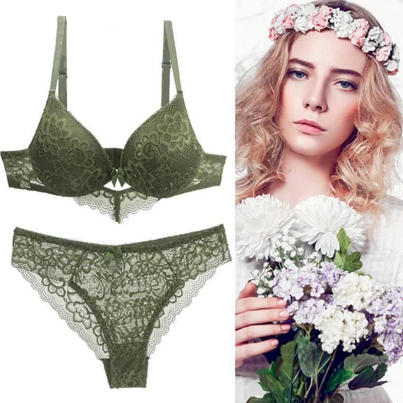 TELIMUSSTO New 2020 Lace Drill Bra Set Women Plus Size Push Up Underwear And Thong 34 36 38 40 42 44 A B C D DD Cup | Женская одежда