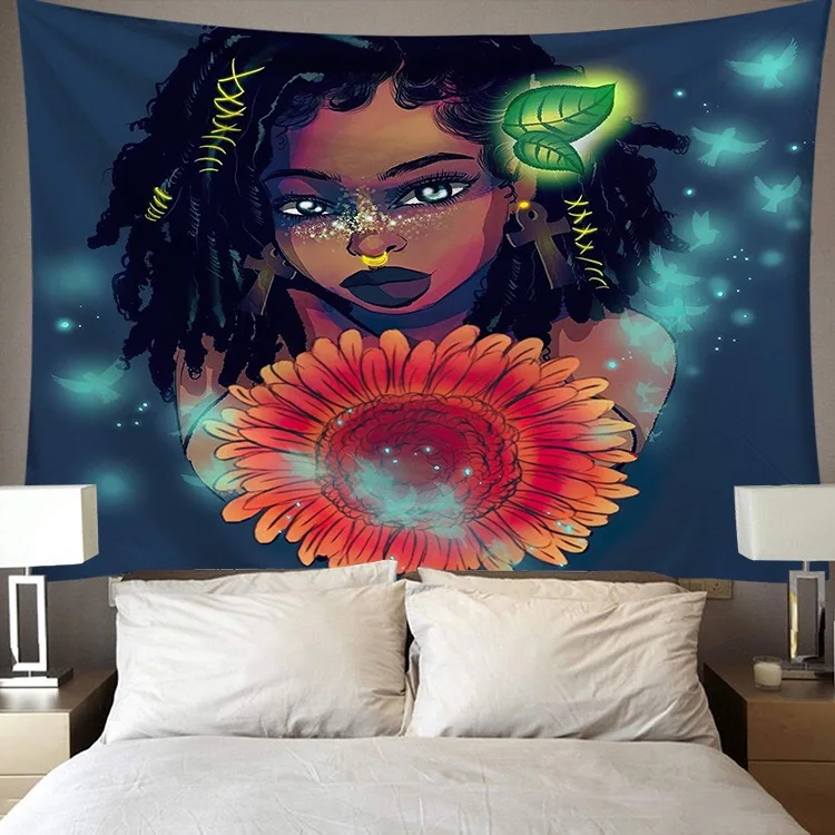 

3D Printing Sexy Girl Tapestry Hanging Carpet Sexy Beautiful Aafrican Woman Wall Tapestry Home Textile Wall Carpets Decoration