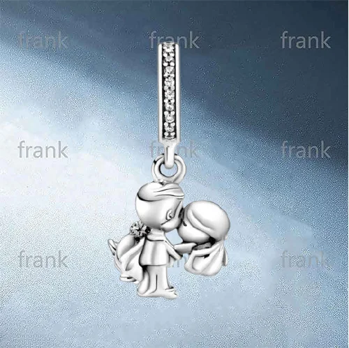 

New Sweet Wedding Couple Little Girl Little Boy Commemorative Silver 925 Pendant Wedding Gift 798896C01