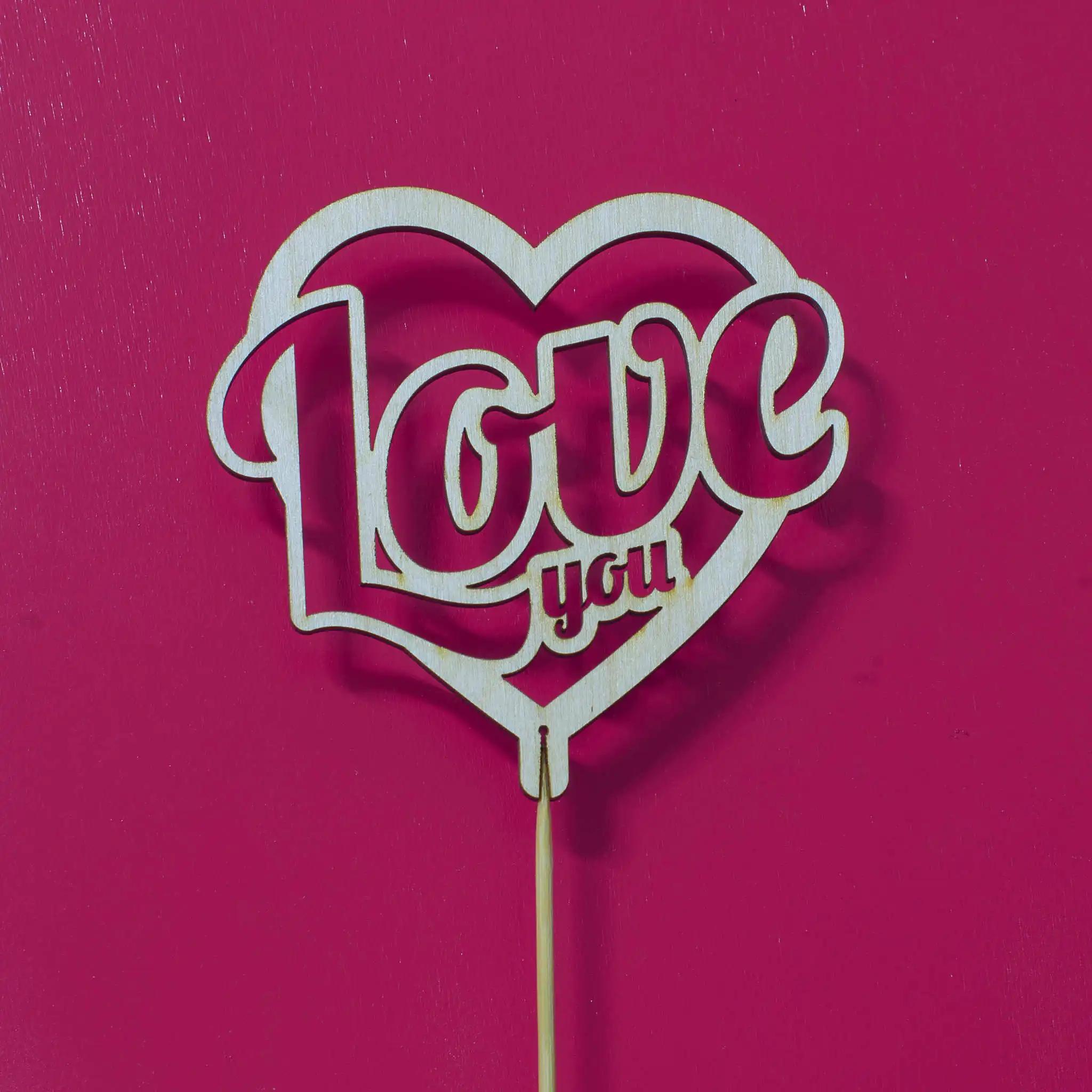 Topper decorcomi from wood word on the stick &quotLove You&quot gift for holiday new year birthday wedding colleague housewarming family decor |