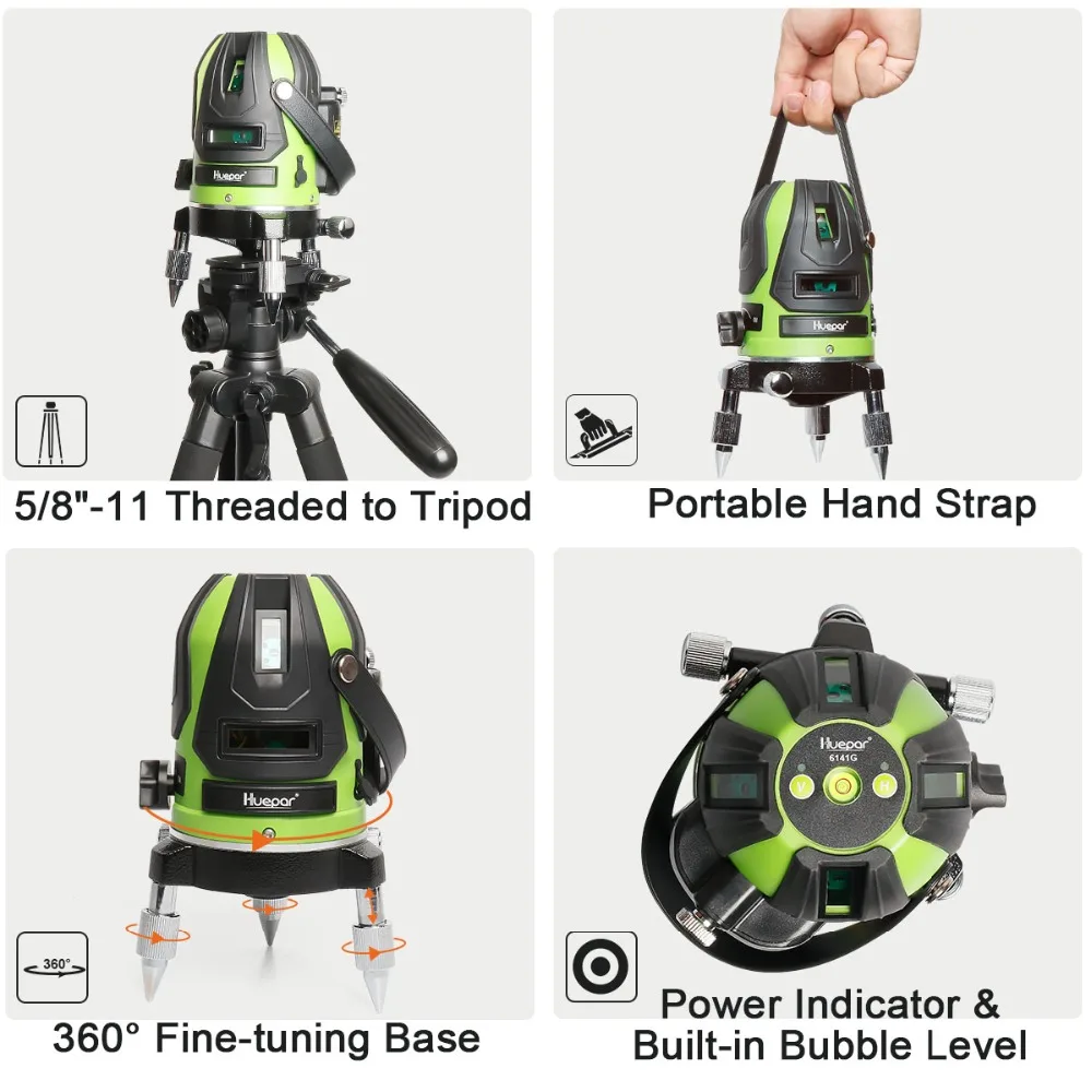 Многолинейный лазерный уровень 6141 г зеленый луч самовыравнивающийся четыре