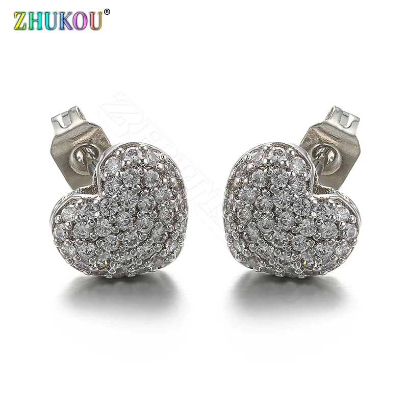 ZHUKOU пара сережек в форме сердца модные милые серьги гвоздики для женщин и девушек