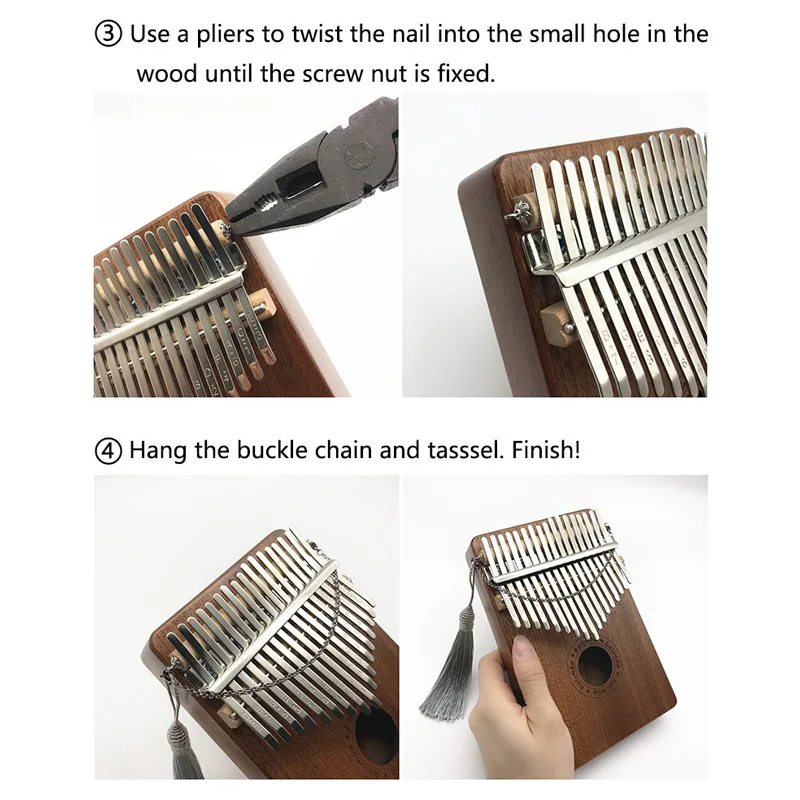 DIY Kalimba 17 ключей тремоло цепь для Kalimbas большой палец пианино песчаная звуковая