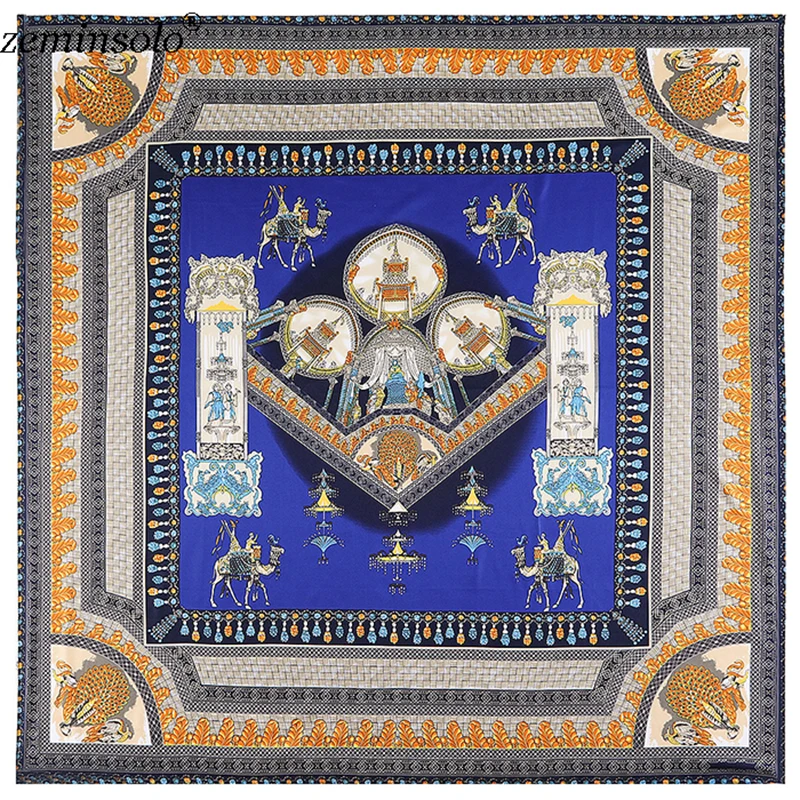 130*130 см шелковый шарф женские Большие шали палантины с цветочным принтом