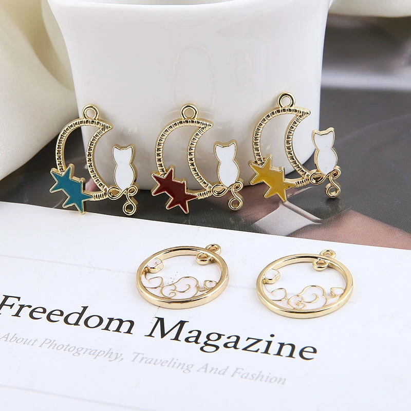 6 шт. корейские стильные милые серьги с изображением звезд и луны кольцо облаком