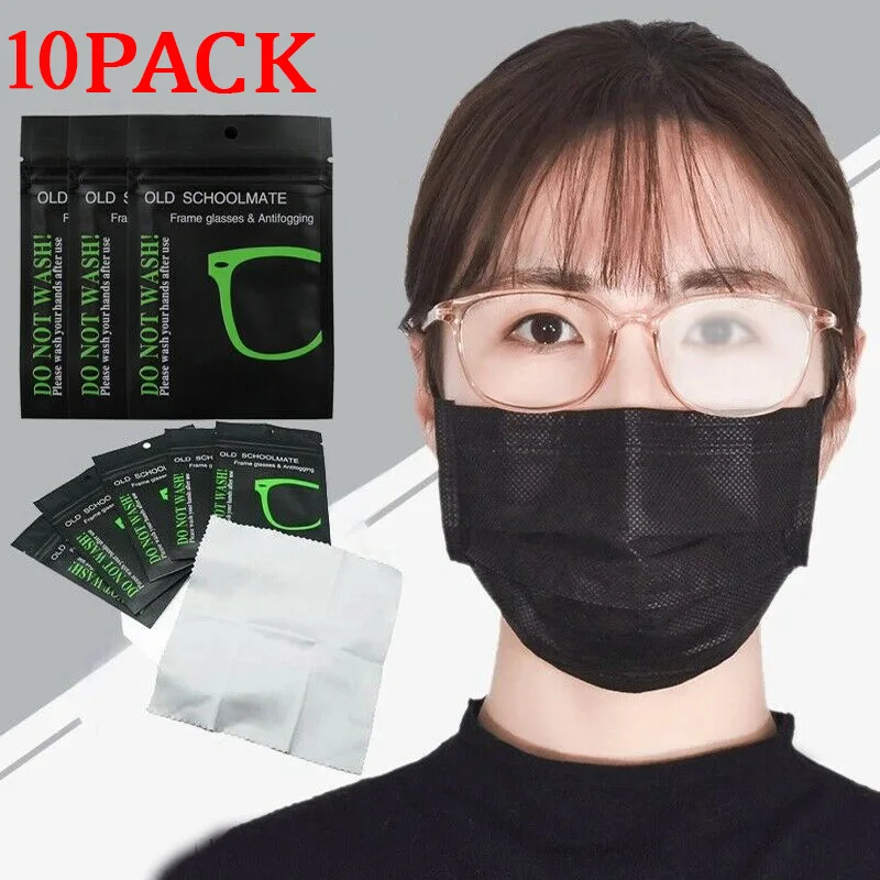

10Pcs Reusable Anti-Fog Wipes Glasses Pre-moistened Antifog Lens Cloth Defogger Eyeglass Wipe Prevent Fogging for Glasses