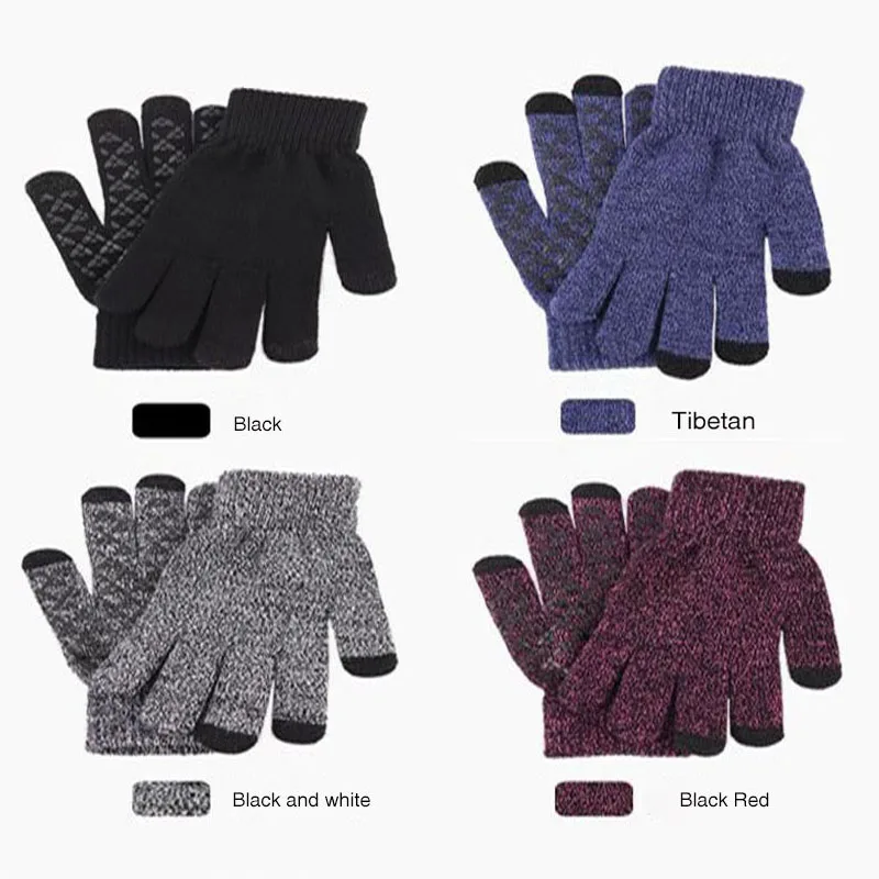 Winter cycling gloves for Men Women Knitted warmth thickening Non-slip Touch screen Motorcycle windproof | Спорт и развлечения