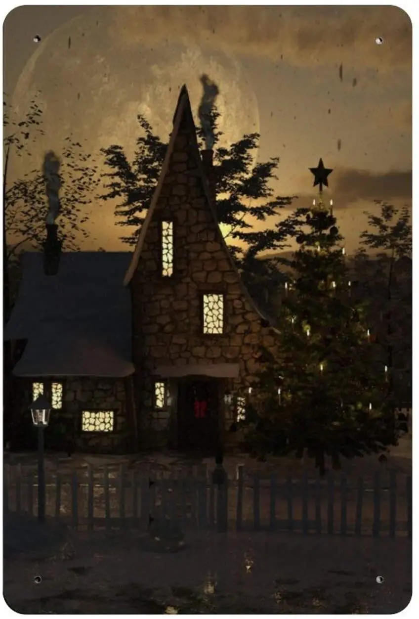 

Винтажный жестяной знак Viohik, деревенский домашний декор, Рождество, зима, снежинка, пейзаж, Настенная картина, картина, искусство