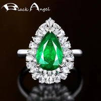 black angel 2021 new silver large water drop shaped emerald luxury pendant necklace for women inlaid zircon choker fine jewelry