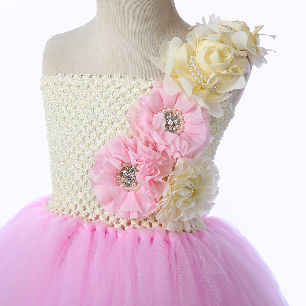 Розовое платье-пачка принцессы с цветами для девочек детские платья-пачки до