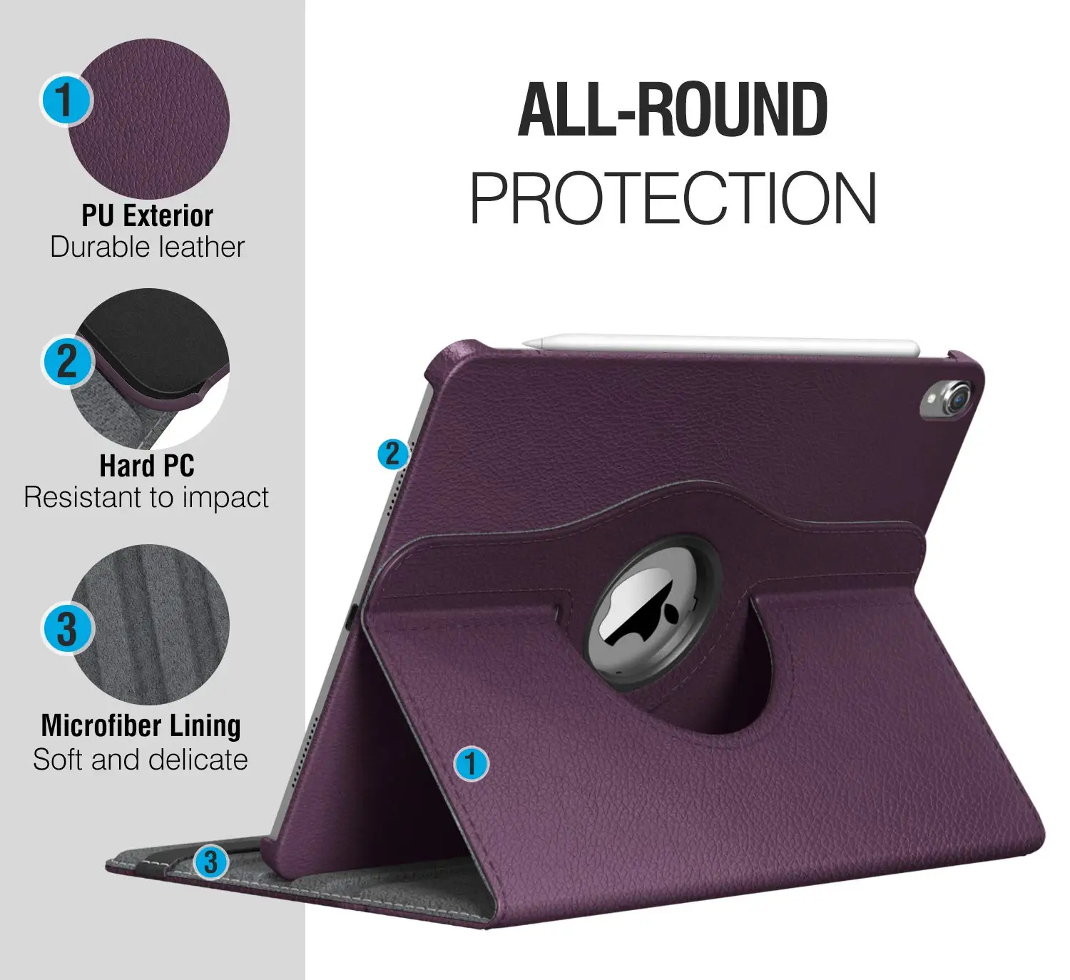 Чехол для нового iPad Pro 12 9 дюйма 2018 (3 го поколения) вращающийся на 360 градусов смарт