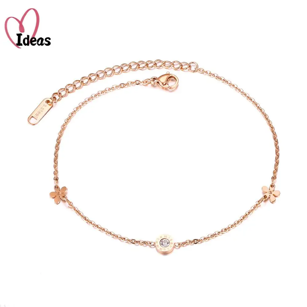 

Trendy Flower Anklet For Women CZ Ankle Roman Numerals Bracelet Leg Chain Love Anklets For Women Ankle Best Friend Gift Jewelry