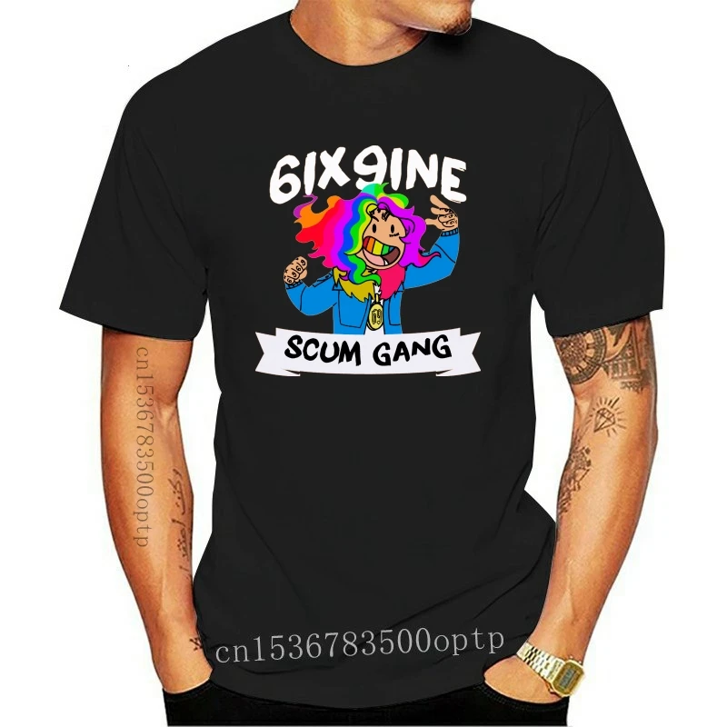 

Новая мужская футболка с мультяшным принтом 6Ix9Ine, черная базовая модель футболки