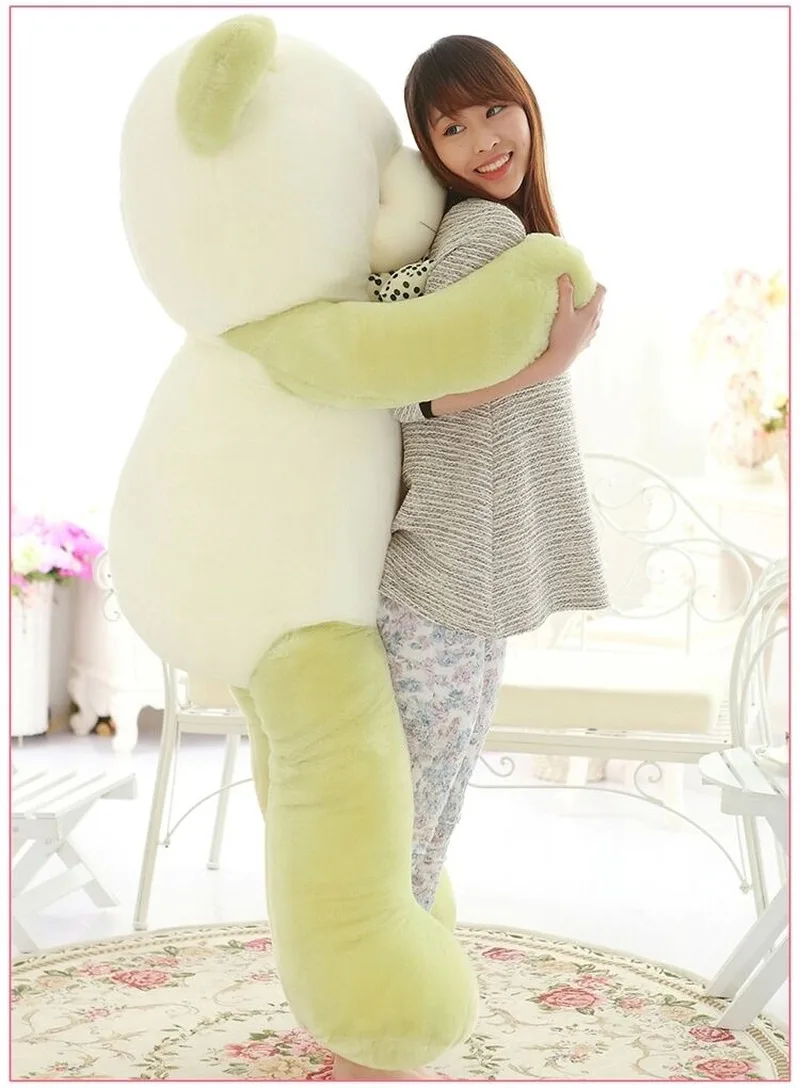 Огромный Гигантский Большой зеленый белый плюшевый мишка 63 дюйма мягкая