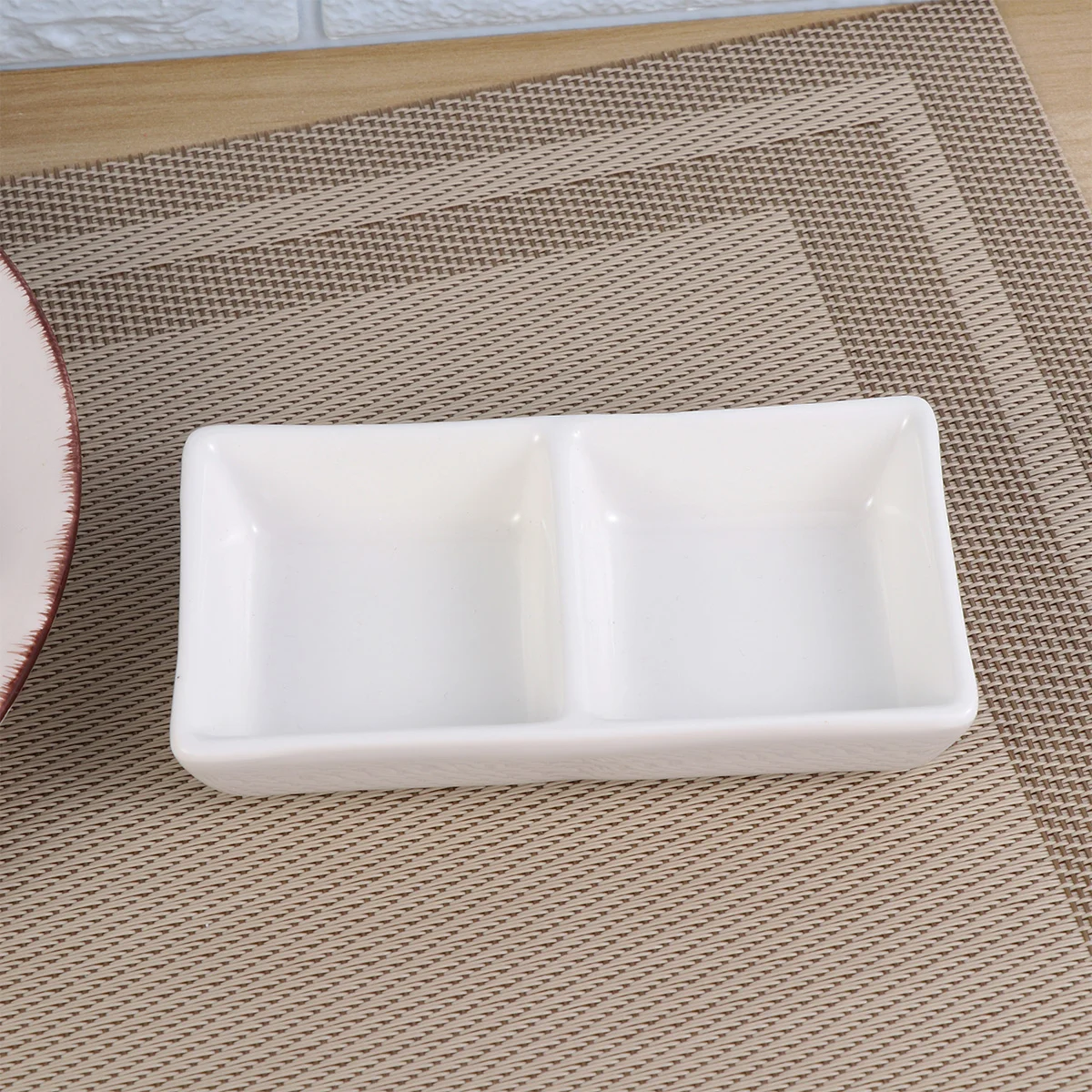 

5 Inch Pure White Ceramic Appetizer Serving Tray 2-Compartment Sauce Dishes Divided Snack Dishes for Spice Dish Soy Sauce
