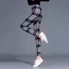 Леггинсы женские клетчатые с высокой талией, до щиколотки