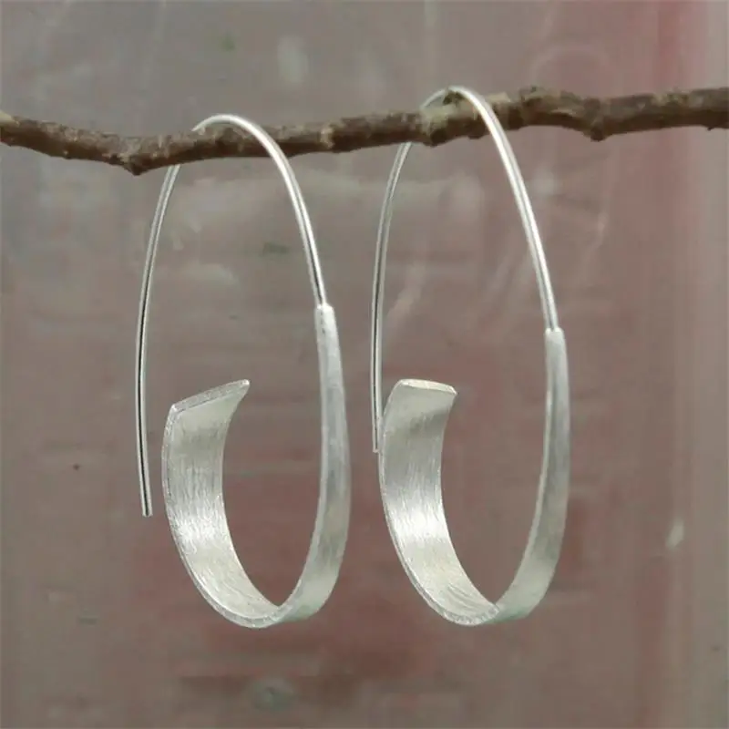 

Simple Gold Silver Color Long Thin Hoop Earrings for Women Female Satin Finish Earring Party Fashion Jewelry Gifts for her