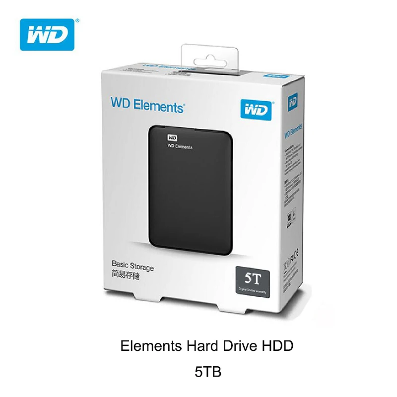 Оригинальный внешний жесткий диск Western Digital WD Elements 5 ТБ 2 дюйма USB портативный HDD |