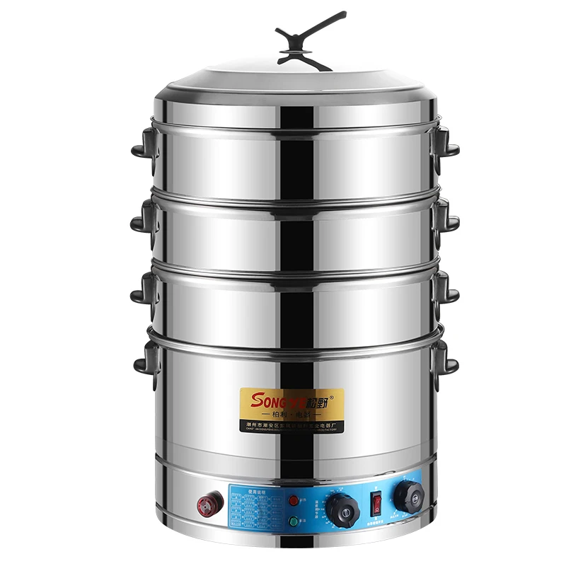 

52cm/40cm Stainless Steel Food Steamer Large Capacity Time Seting Commercial 3 Layers Food Steaming Machine Bread Fish