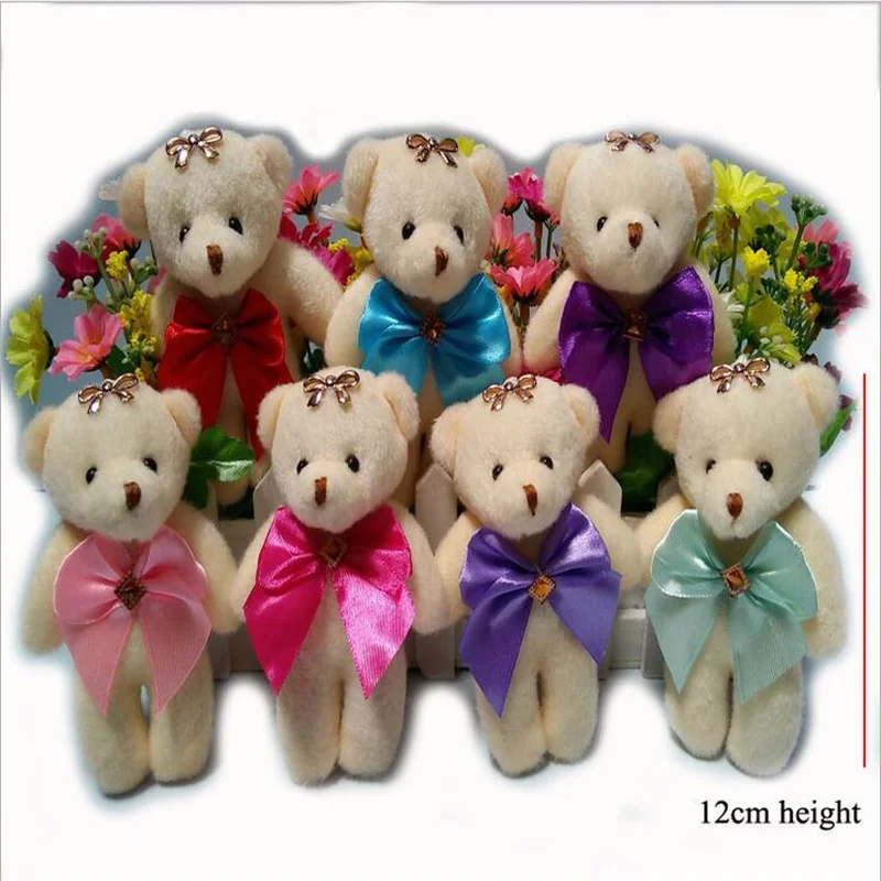 

7Color Plush Bouquet Bear Toys Stuffed Bear Pendant Doll 12CM Holiday Christmas Gift Cheap Wedding Children Toy Key Pendant