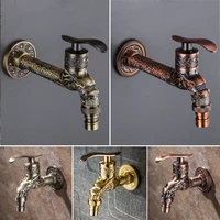 lengthen zinc alloy antique garden faucet carved wall mount bibcock tap watering fitting faucet adapter torneira parede