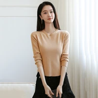 8 colors elegant base knit crop tops 2021 korean fashion white long sleeve irregular womens sweater pullovers new arrival
