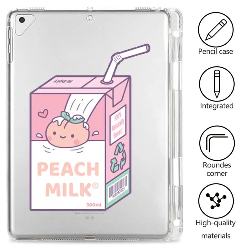 

Japanese Drink Box Silicon Cases for Ipad Pro 12.9 Case 2020 2018 2018 Cover for Ipad 7th Generation Case with Pen Slot Cover