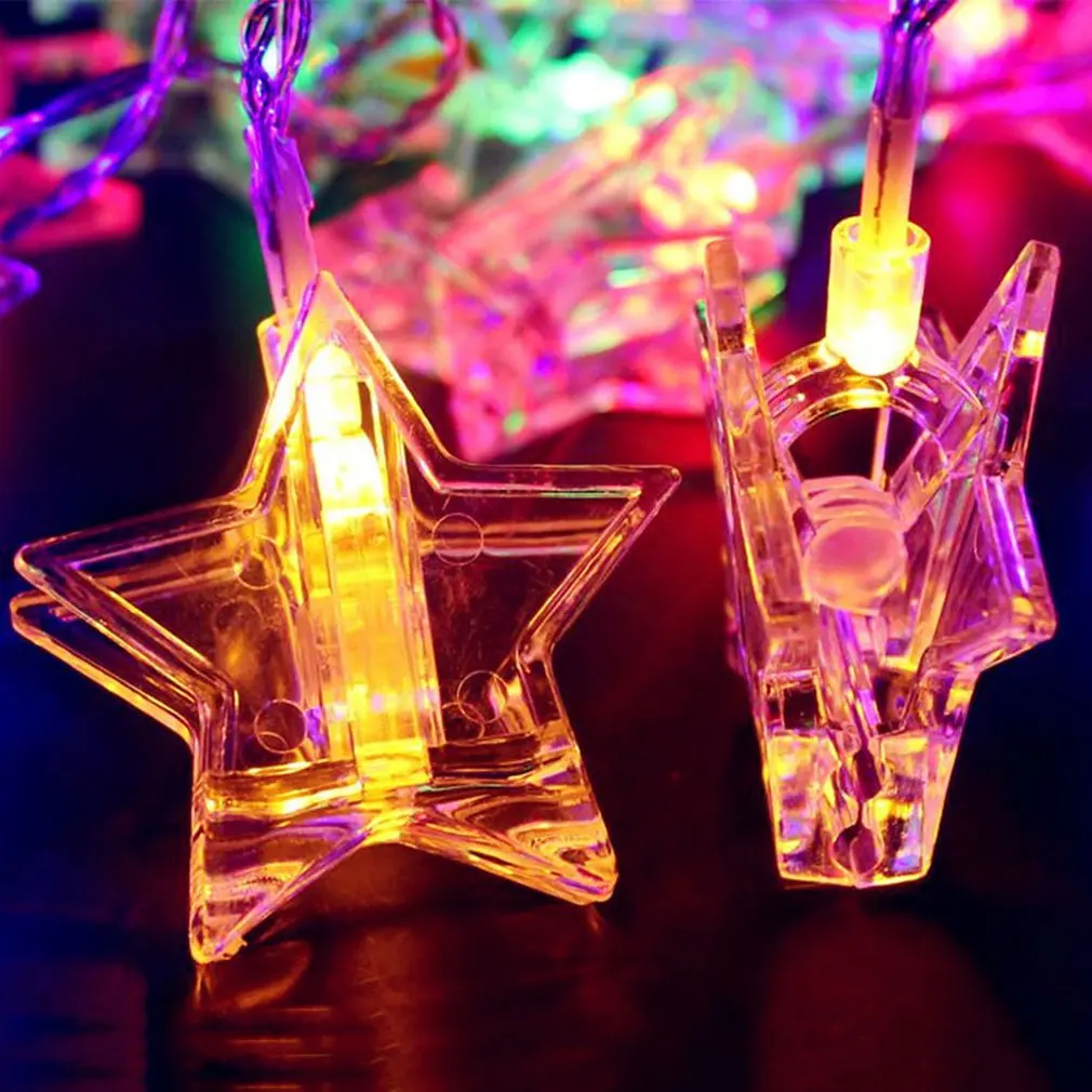 1 5 м 10 светодиодов красочная гирлянда зажим для фотографий в форме звезды