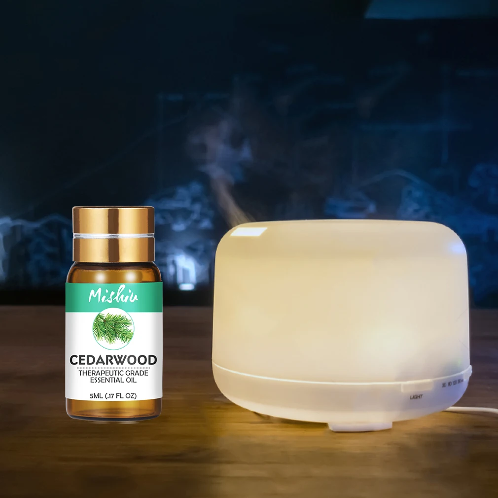 Эфирное масло Cedarwood Mishiu 5 мл улучшает цвет лица кожи а также диффузорная горелка