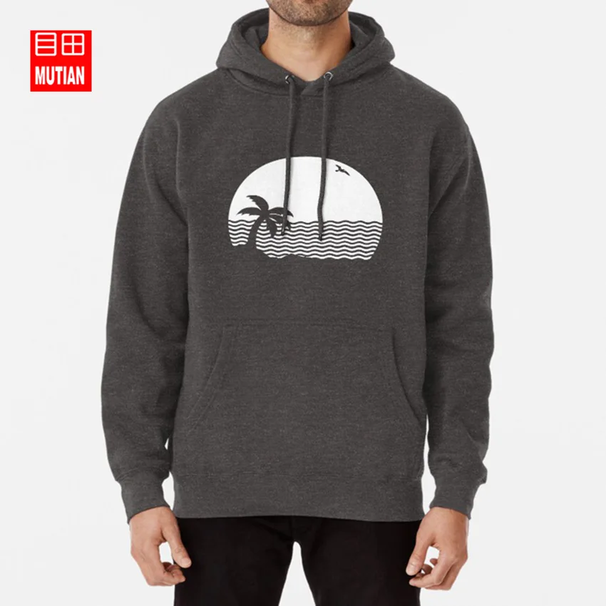 darkgrey-hoodie В районе вытирания пота! Логотип толстовки с капюшоном и свитшоты уничтожен в районе логотип на пляже - Цвет: darkgrey-hoodie