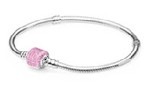 

2021 NEW 100% 925 Sterling Silver Pink Classic Head bracelet Clear CZ Charm Bead Fit DIY Bracelets Gift The factory wholesale