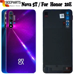 Задняя крышка для Huawei Nova 5t Nova5t Крышка батарейного отсека заднее стекло для Honor 20 se Крышка батарейного отсека Корпус с объективом