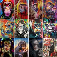 gatyztory 60x75cm frame diy painting by numbers color gorilla animals painting wall art picture acrylic paint by numbers for gif