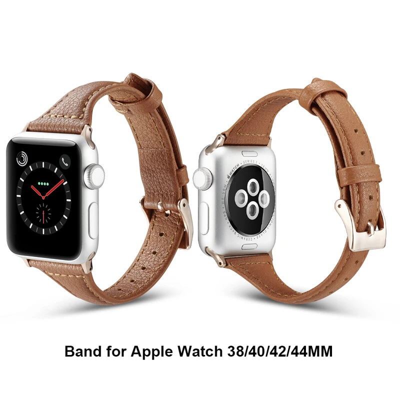 Ремешок кожаный для Apple Watch Series 5 4 3 2 1 браслет iWatch 38 мм 40 42 44 аксессуары часов |