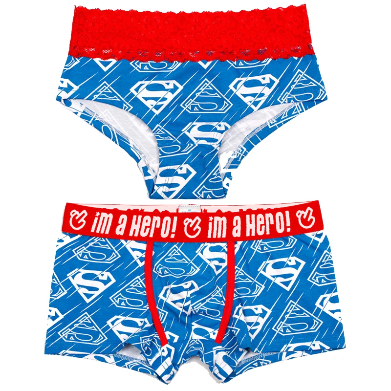 Сексуальные трусы для пары с принтом Супермена Бэтмена кружевные женские
