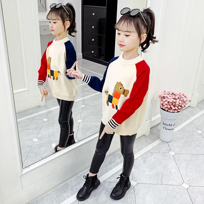 

Girls Sweater Baby's Coat Outwear 2021 Pullover Thicken Warm Winter Autumn Knitting Scoop Jacket Formal School Children's Clothi