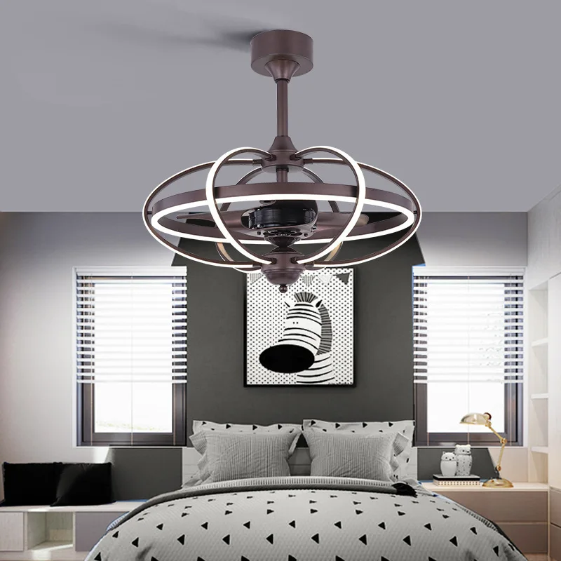 

Полый потолочный вентилятор светодиодный ная лампа, акриловый металл, для ресторана, гостиной, дома, скандинавский индивидуальный светильн...