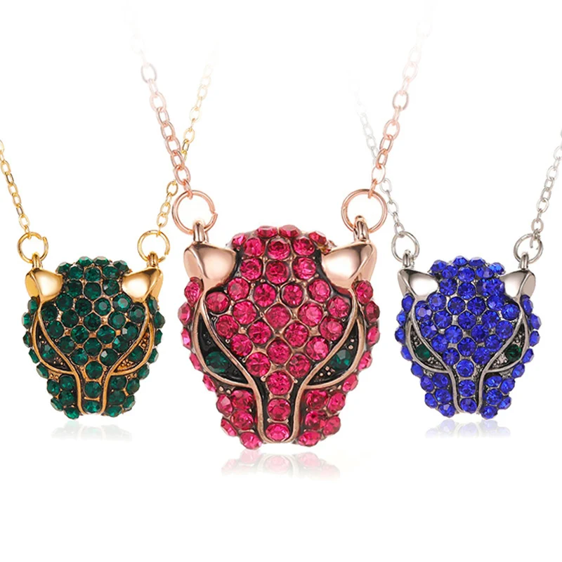 Подвеска &quotПантера&quot ожерелье красные синие зеленые стразы животное Гепард