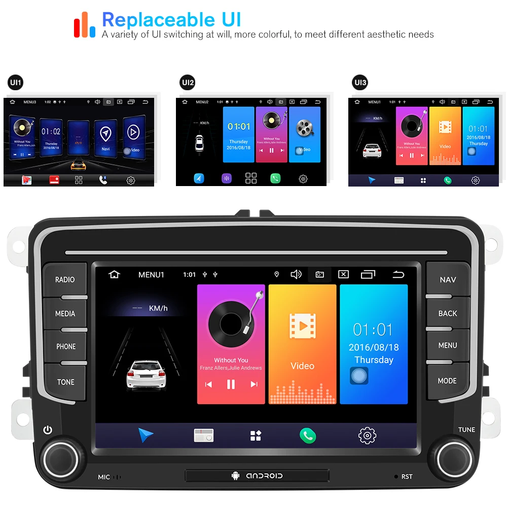 Автомагнитола Podofo 2 Din Android 9 0 7 '' GPS мультимедийный плеер для VW Passat Golf MK5 6 Jetta T5 EOS