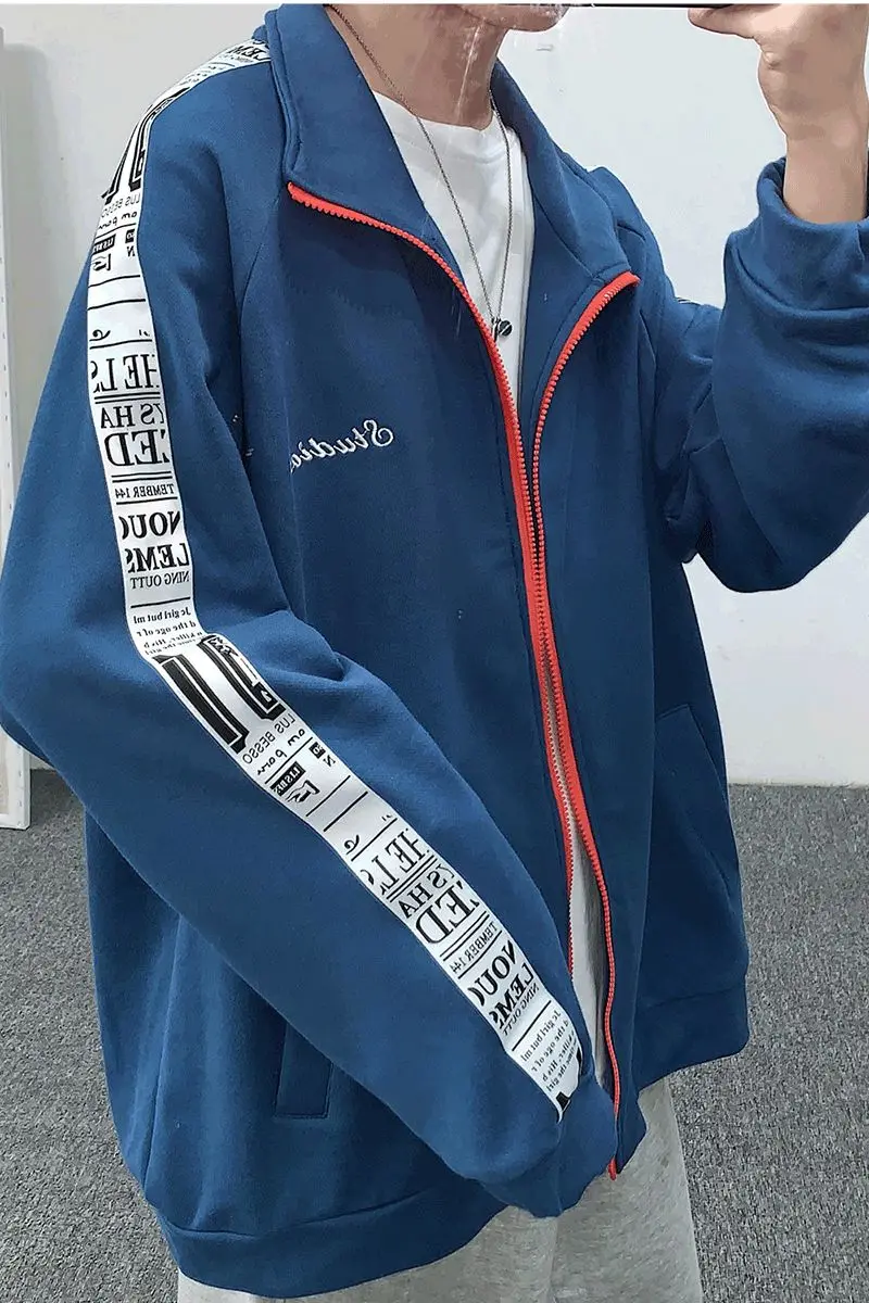

2020 Spring And Autumn New Youth Popular Men's Cotton Personality Printing Loose Large Size Sweatshirt Fashion Casual Lapel Top