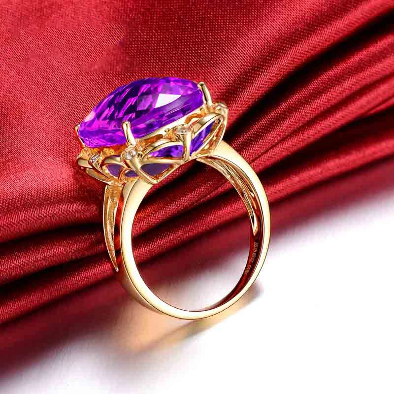 Женское кольцо из серебра 2020 пробы с натуральным аметистом | Украшения и