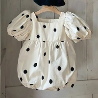 7486 newborn girl clothes 2021 baby bodysuit short sleeve dot print baby girl romper kids one piece clothes with hairband
