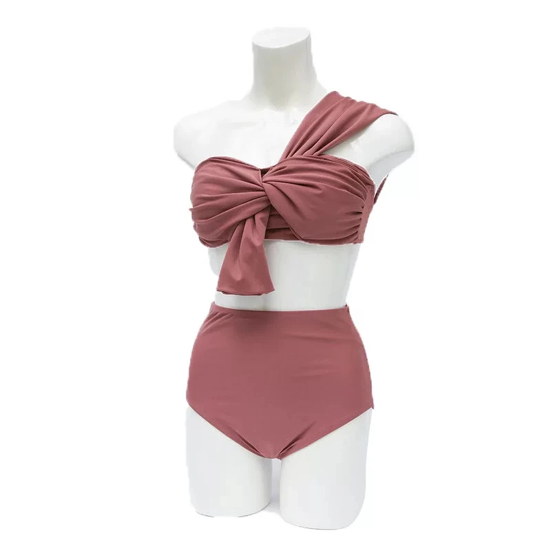 

New Korean Bikini with sloping shoulders, small breasts, high waist and slim swimsuit
