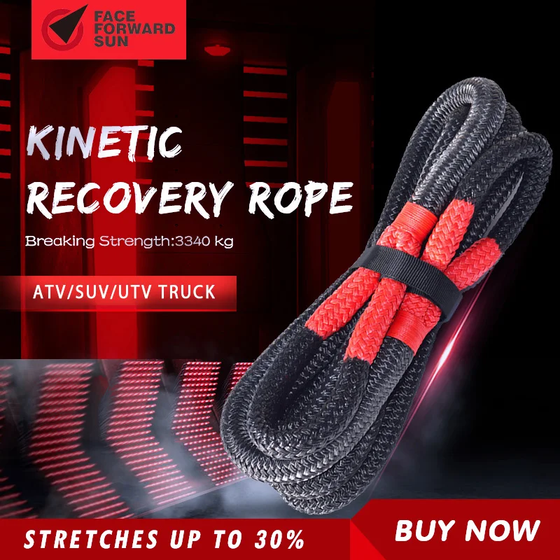 Free Shipping 12mm*6m Kinetic Recovery Rope,Energy Recovery Rope,Double Braided Nylon Rope for 4X4 OFF ROAD