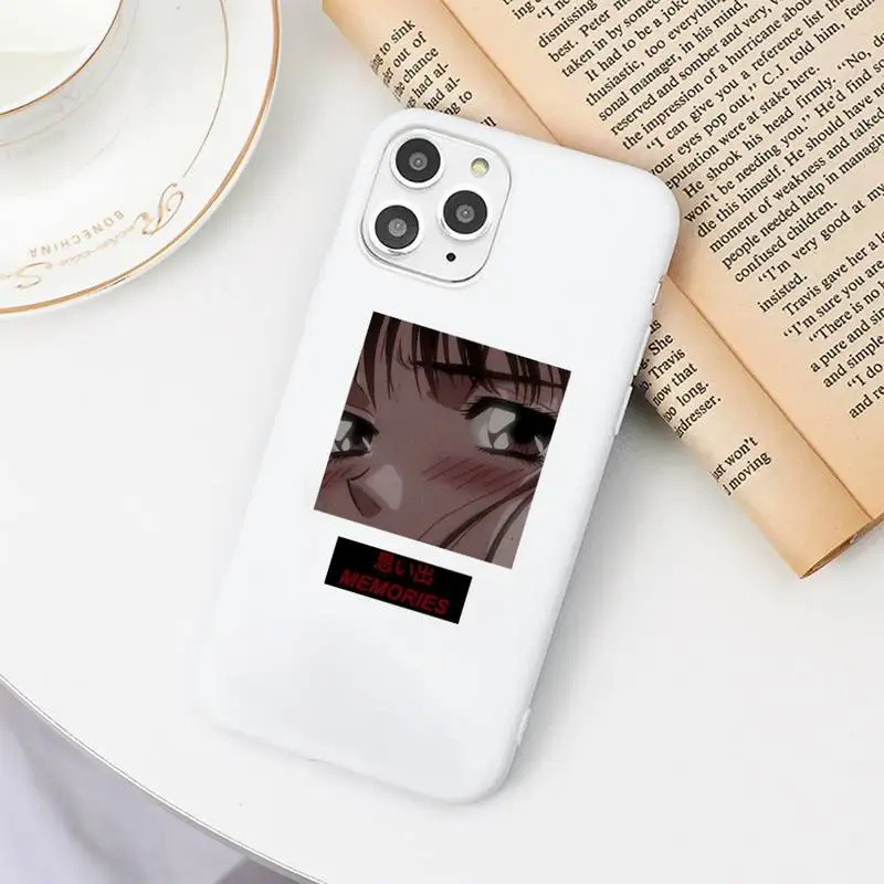 

Sad Japanese Anime Aesthetic Phone Case Candy Color for iPhone 6 7 8 11 12 s mini pro X XS XR MAX Plus