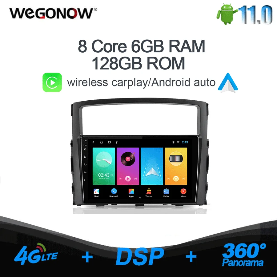 360 Автомобильный DVD-плеер Carplay 6G + 128G Android 11 0 GPS WIFI Bluetooth RDS радио для Mitsubishi Pajero 4 V80 V90
