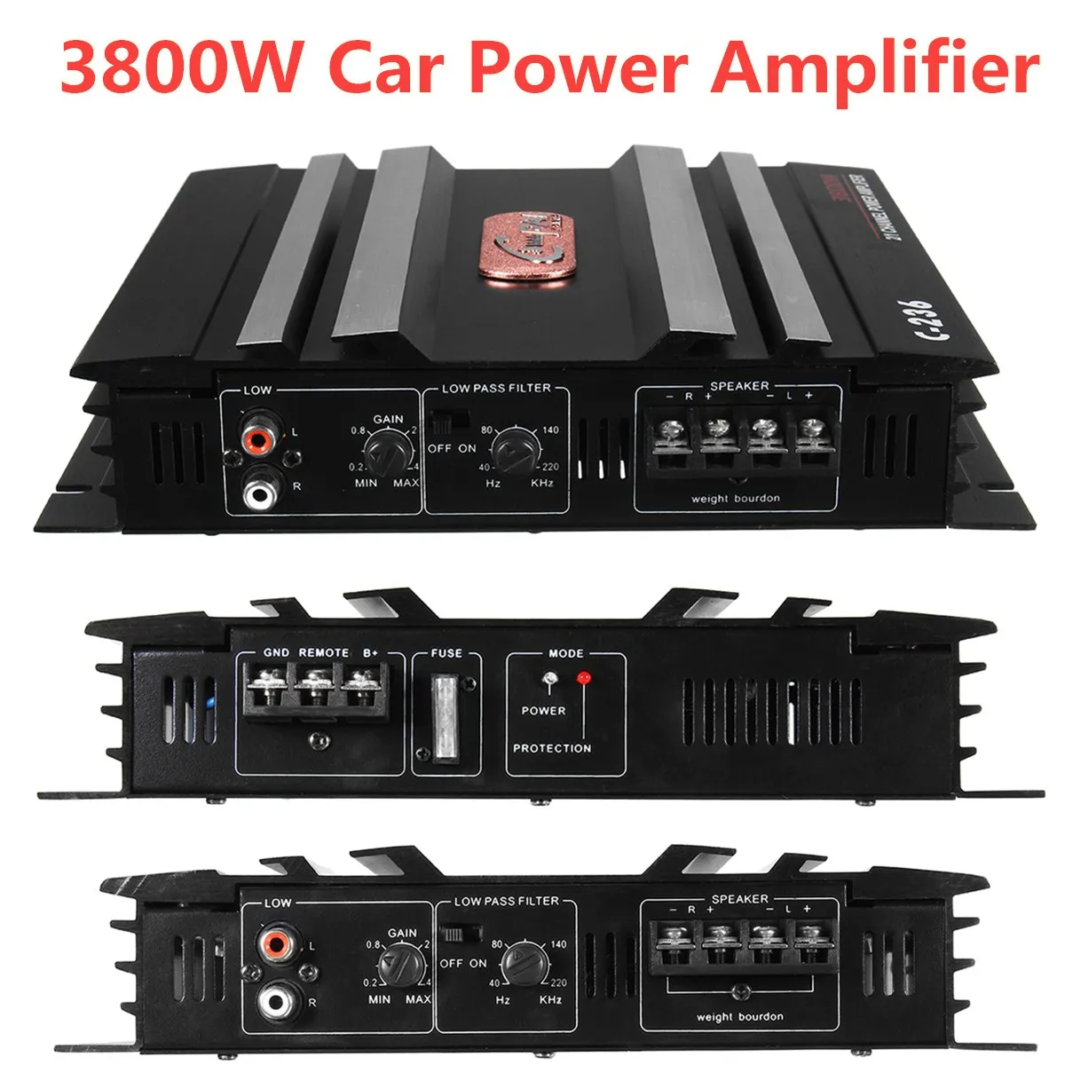 3800W 2 Channel Powerful subwoofer Car Audio Amplifier Bass AMP Aluminum 12V DC car amplifier amplifiers | Автомобили и мотоциклы