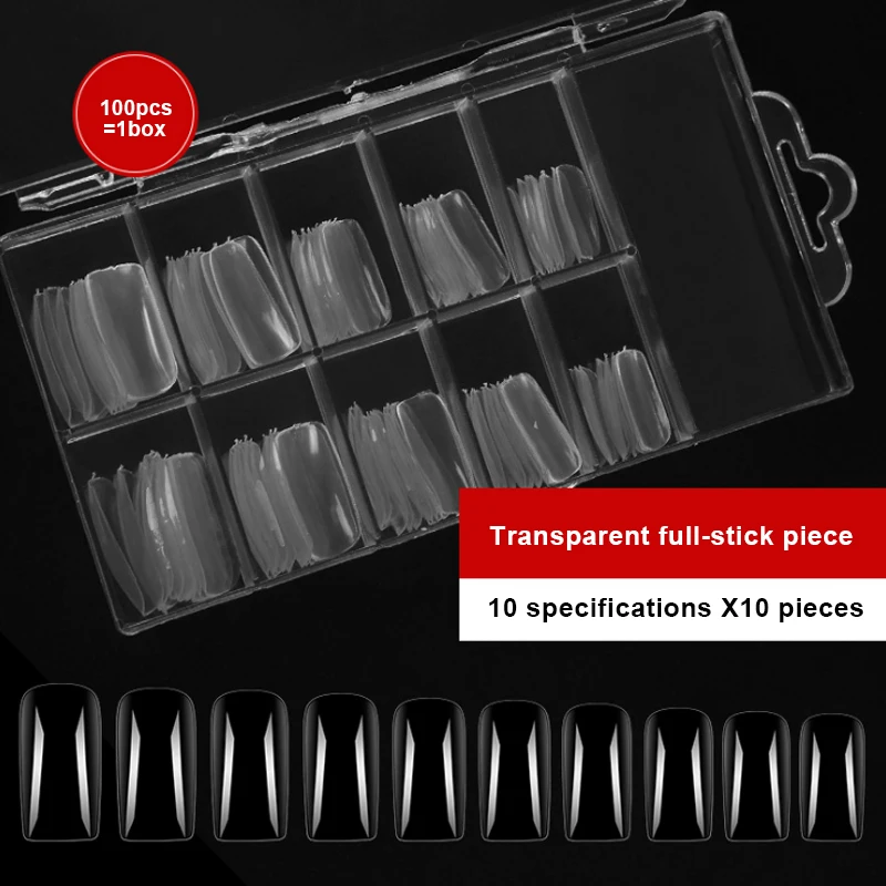 100 шт./кор. поддельные накладные декоративные ногти крышка белый/прозрачный цвет