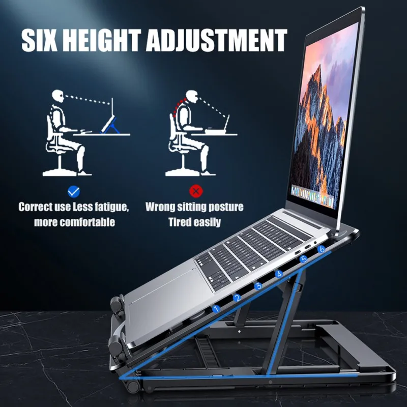 

Storage Laptop Holder Desktop Home Office Tablet Stand Cooling Adjustable Height Ergonomic Foldable Lazy Portable