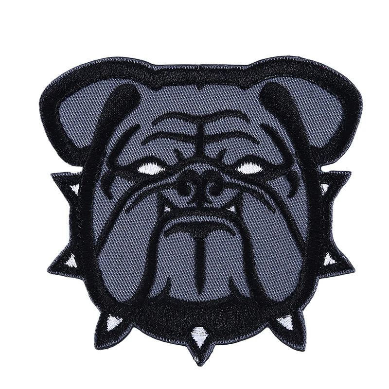 Изысканный серый бульдог Ткань наклейки Красивая Милая Вышивка Липучка